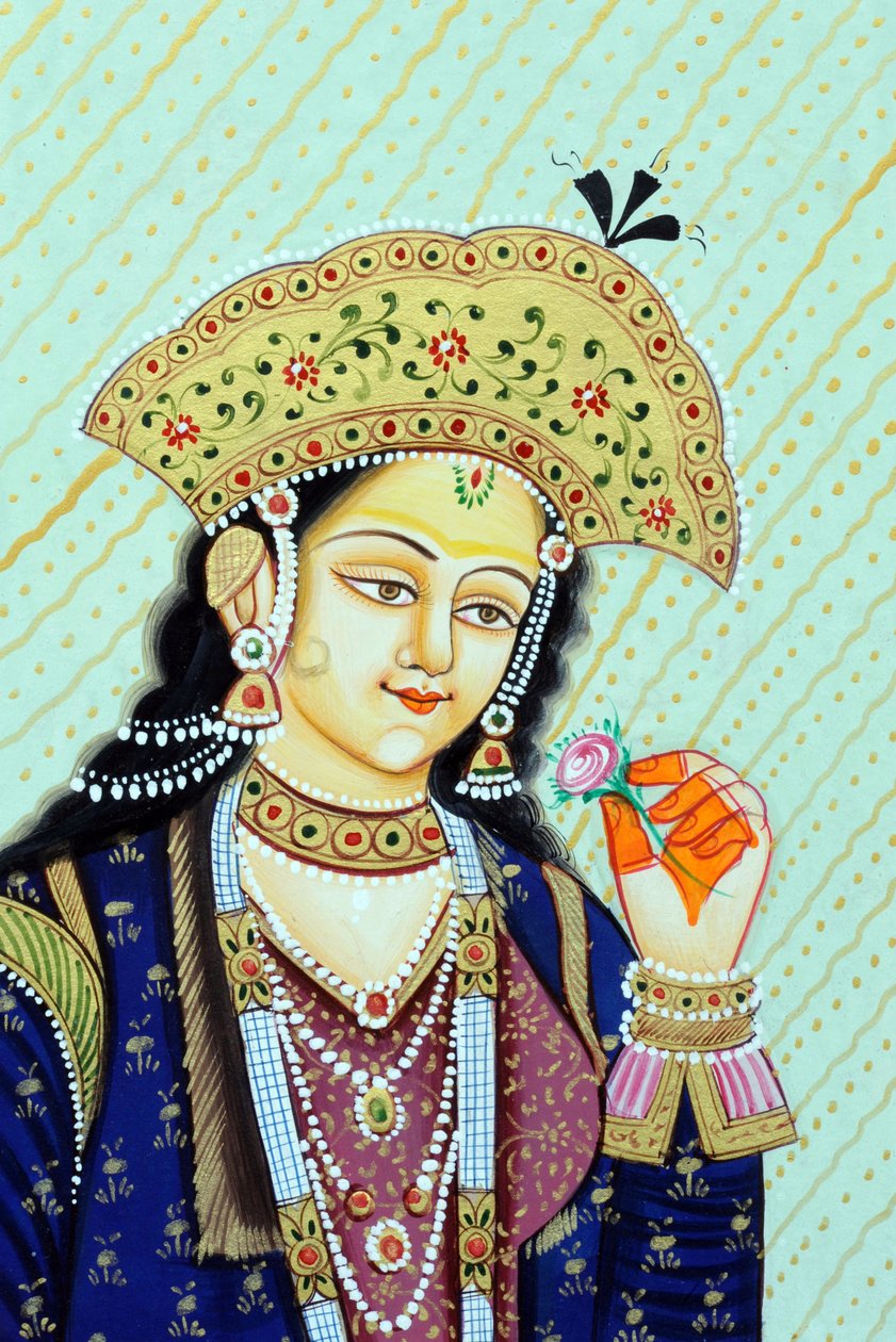 Miniatyrmålning av moguldrottningen Mumtaz Mahal av School Indian