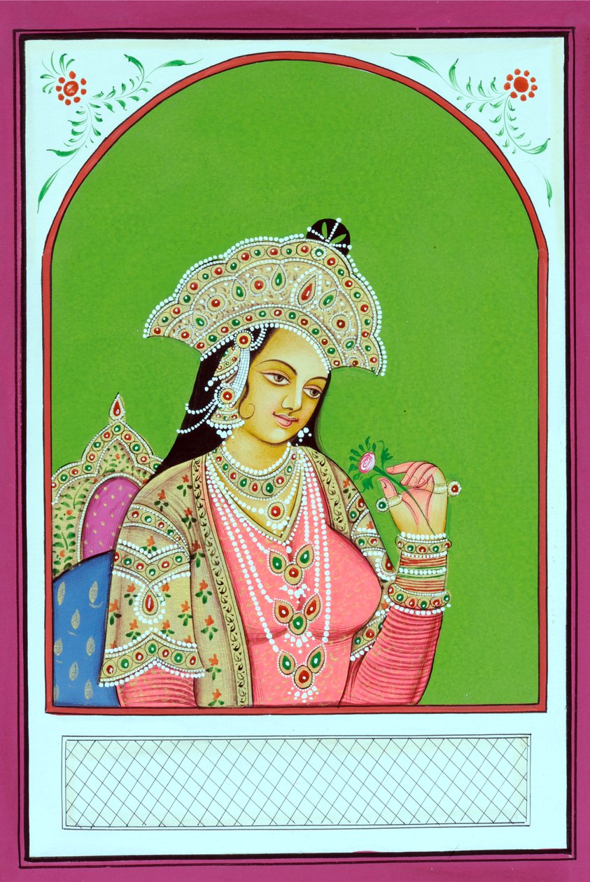Miniatyrmålning av moguldrottningen Mumtaz Mahal av School Indian