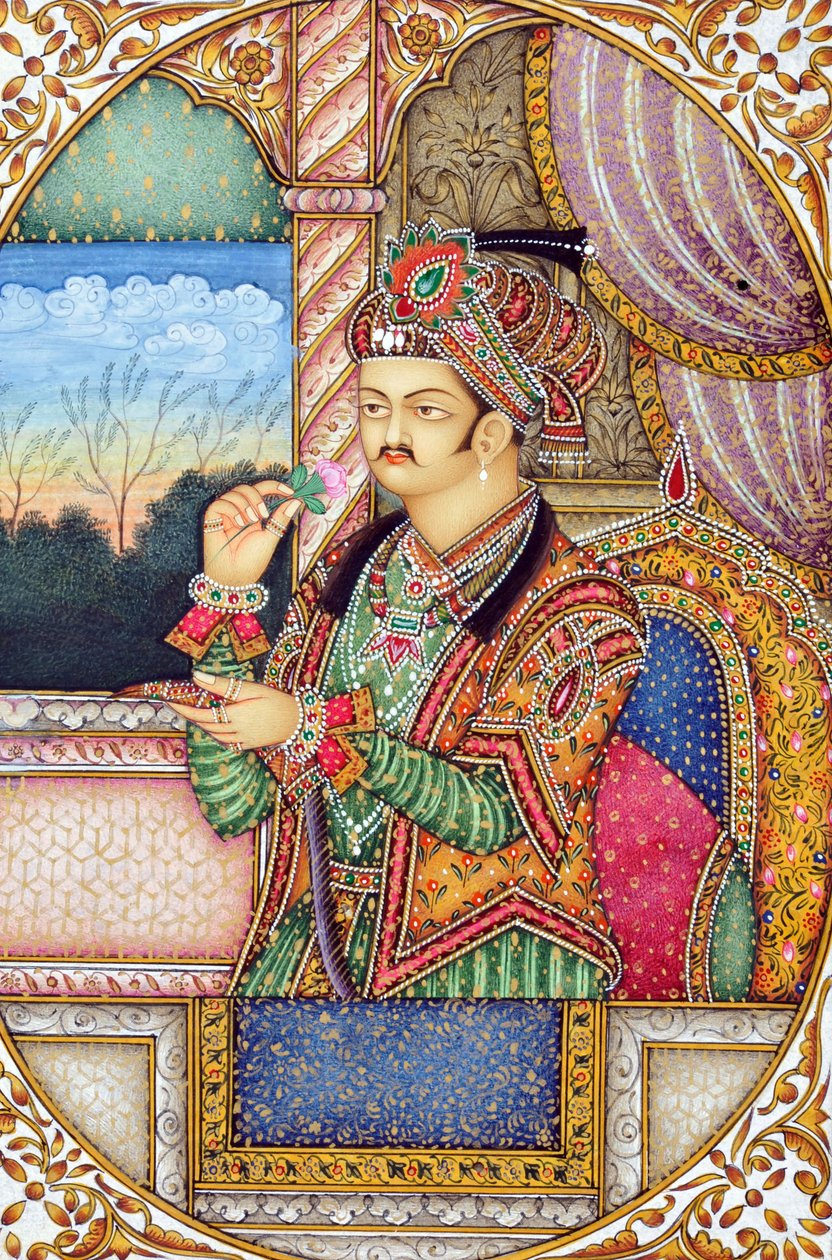 Miniatyrmålning av Mughul-kejsaren Jahangir Indien Asien av School Indian