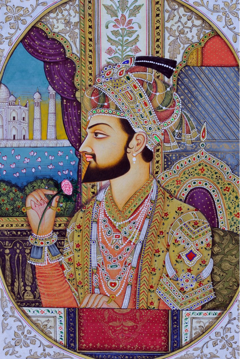 Miniatyrmålning av Mughul-kejsaren Shah Jahan Indien Asien av School Indian