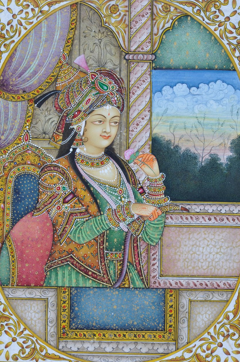 Miniatyrmålning av Mughul-drottningen Nurjahan Indien Asien av School Indian