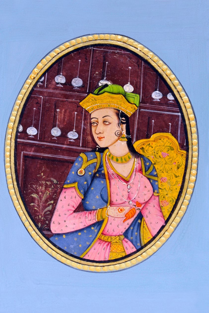 Miniatyrmålning av drottning Mumtaj Mahal Indien Asien av School Indian