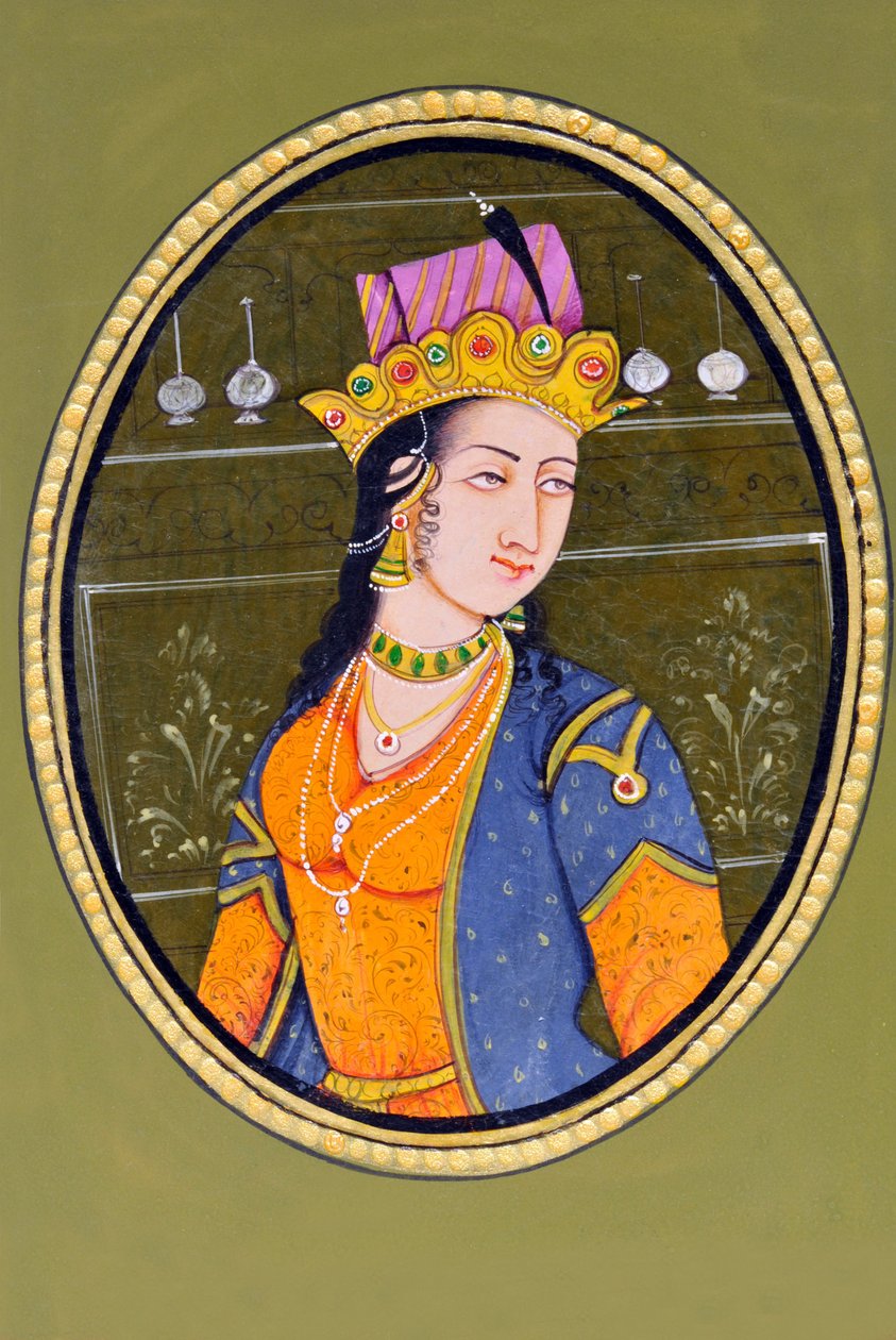 Miniatyrmålning av drottning Noorjahan Indien Asien av School Indian