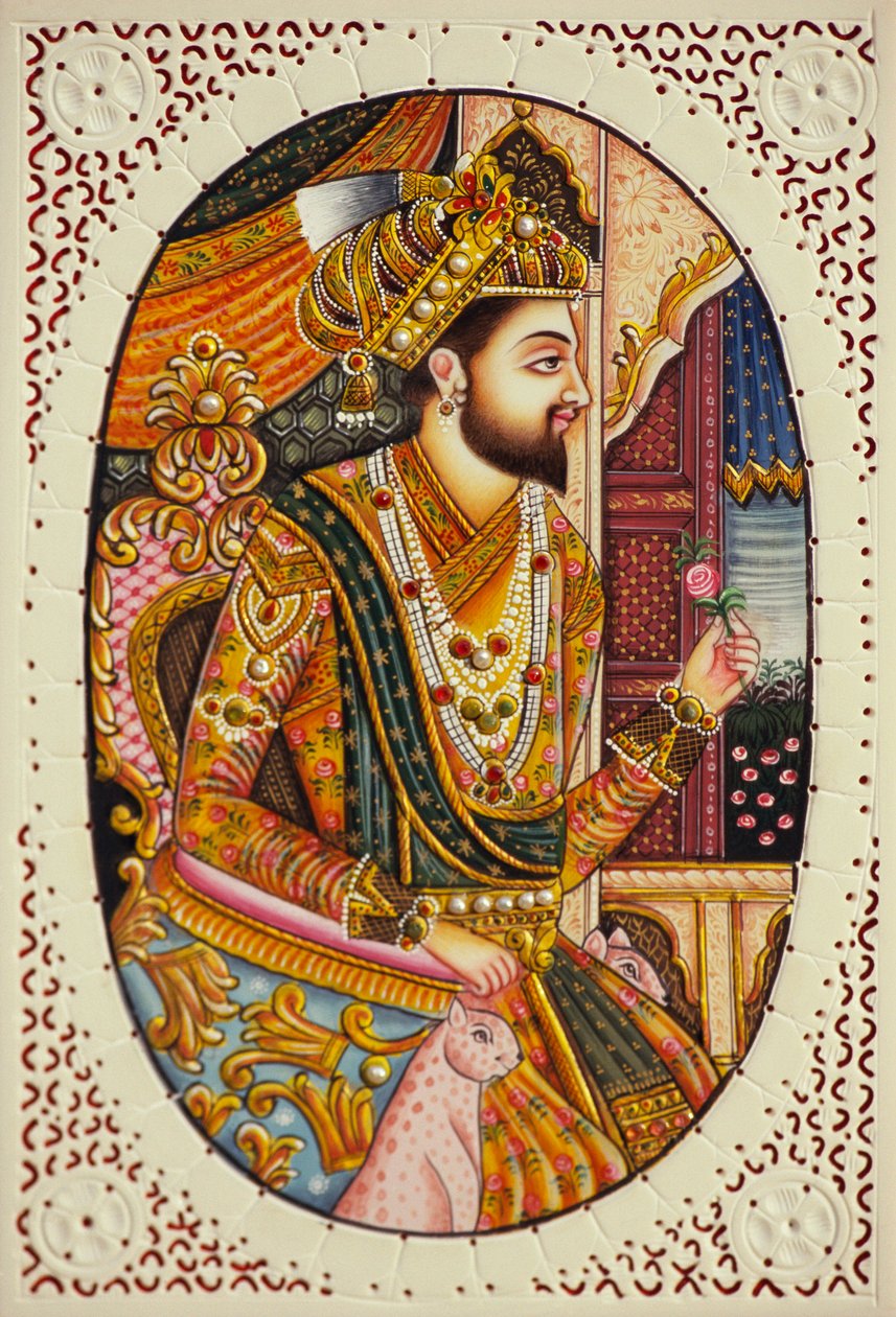 Miniatyrmålning på elfenben Mughal-kejsaren Shah Jahan av School Indian