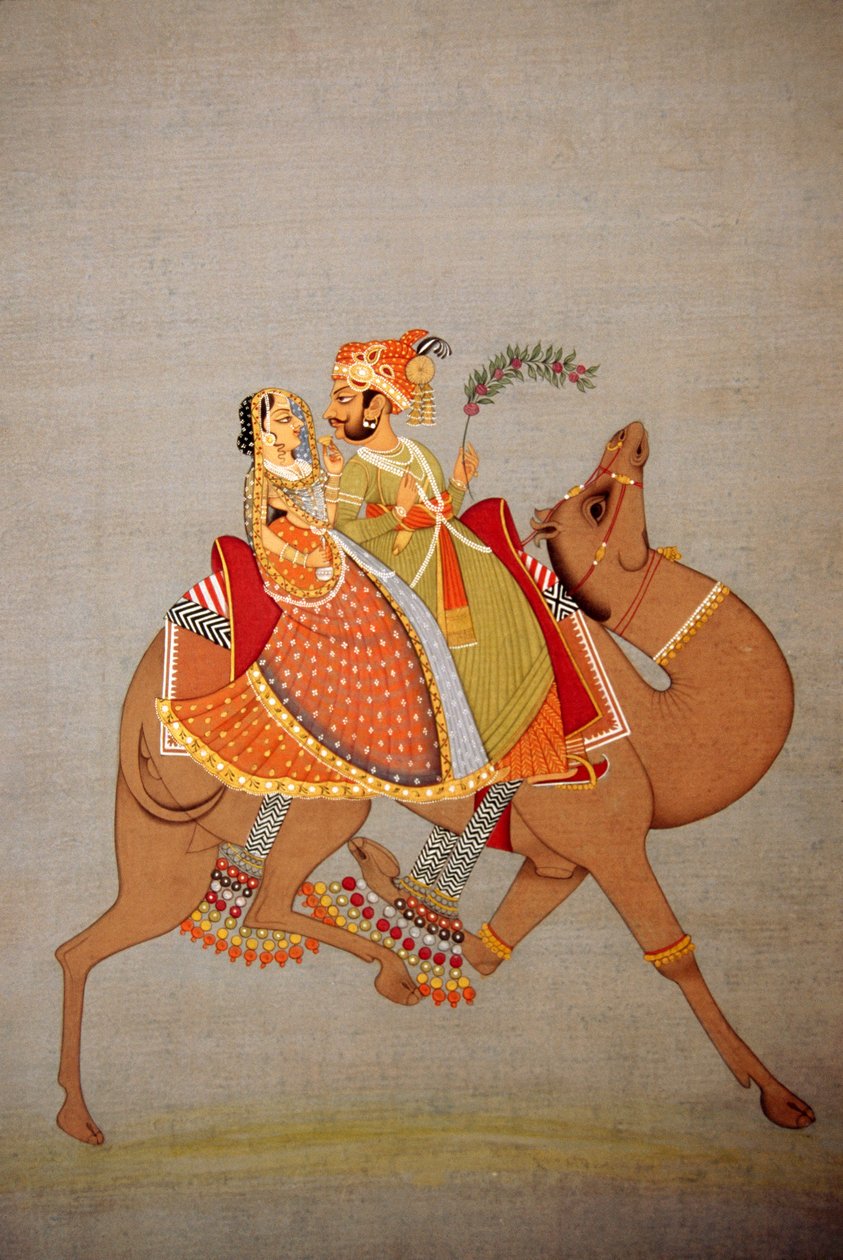 Miniatyrmålning på papper, Dhala Maru, Rajasthan, Indien av School Indian