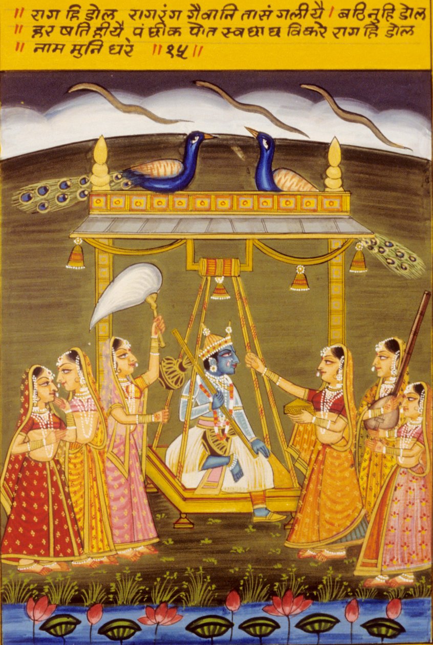 Miniatyrmålning på papper, Rag Hi Dol, Nathdwara School av School Indian