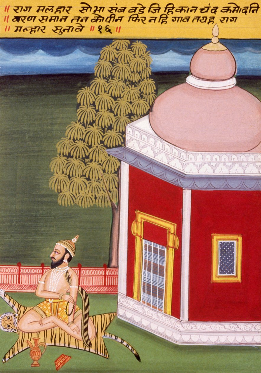 Miniatyrmålning på papper, Rag Malhar, Nathdwara-skolan av School Indian
