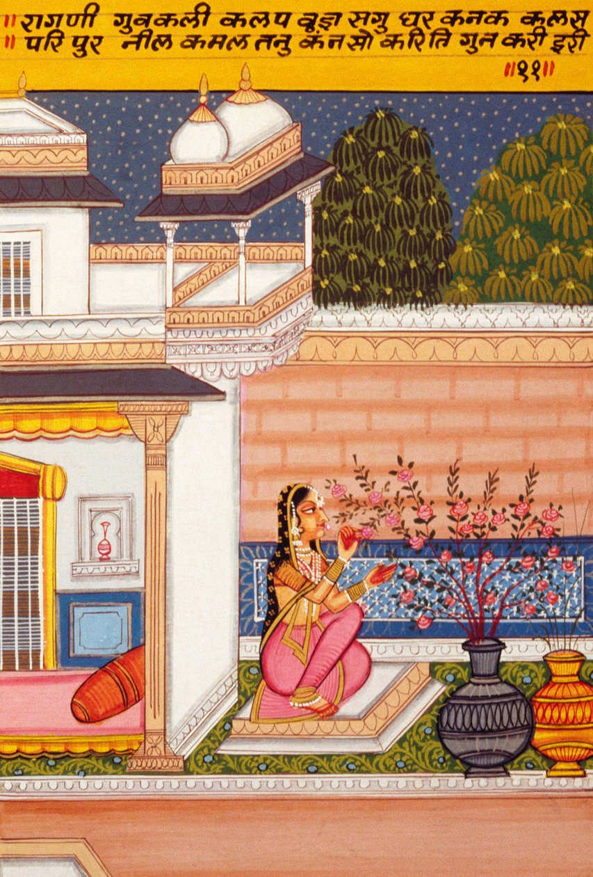 Miniatyrmålning på papper, Ragini Guwakalee, Nathdwara School av School Indian