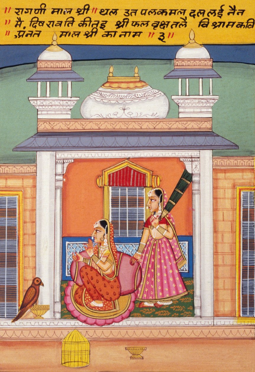 Miniatyrmålning på papper, Ragini Malshri Nathdwara School av School Indian