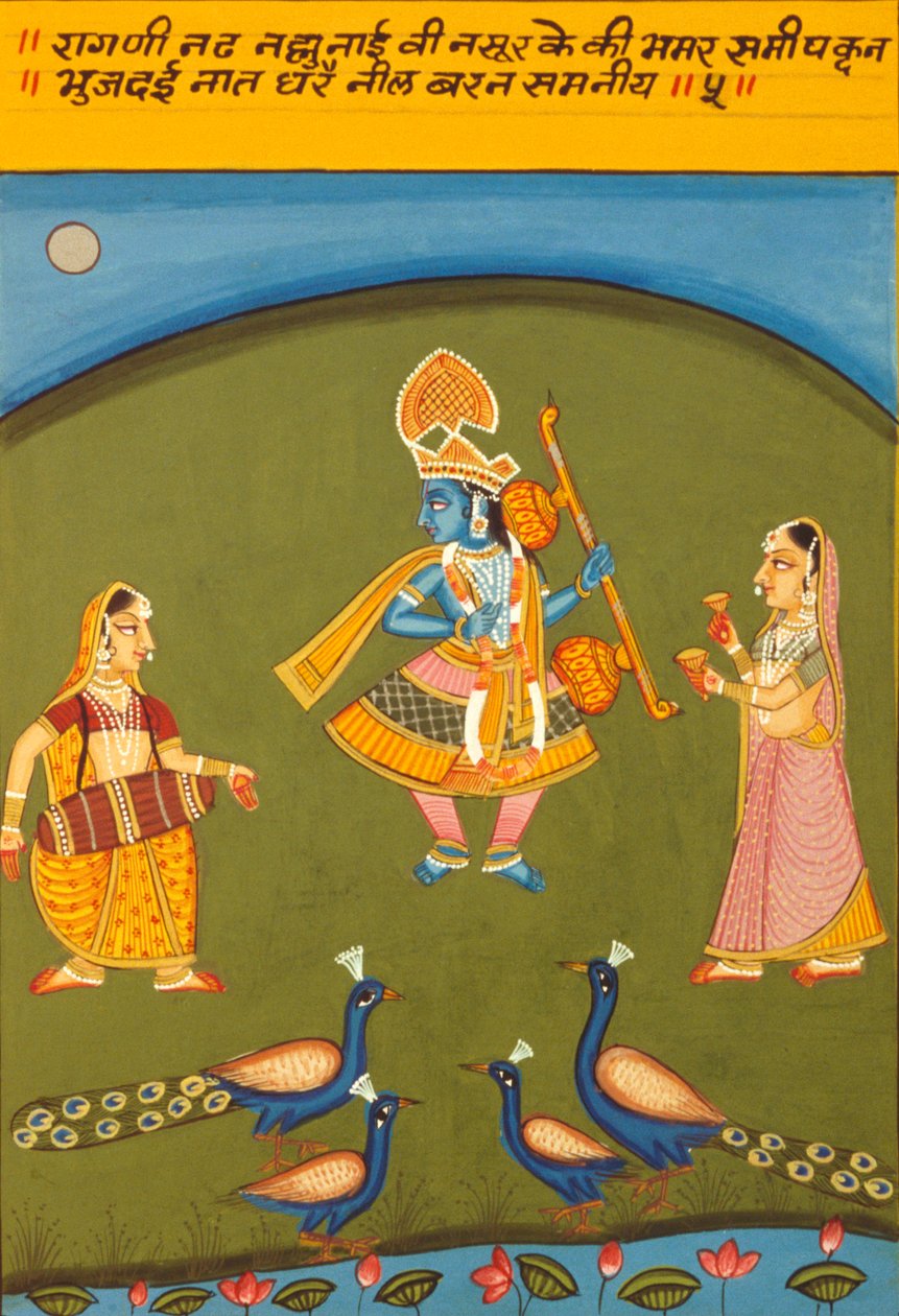 Miniatyrmålning på papper, Ragini N Ad, Natnaltdwara School av School Indian