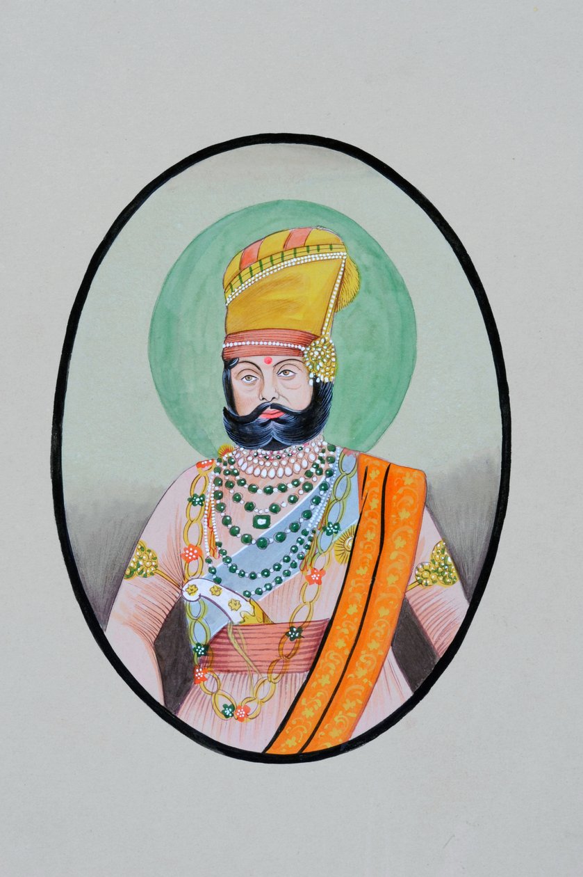 Miniatyr Panting av Maharaja Jaswant Singh Jodhpur av School Indian
