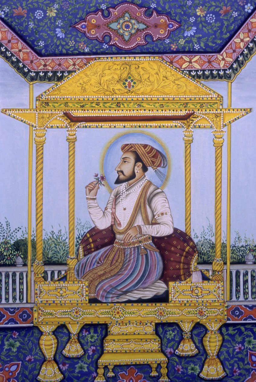 Mughalkejsaren Shah Jahan miniatyrmålning av School Indian