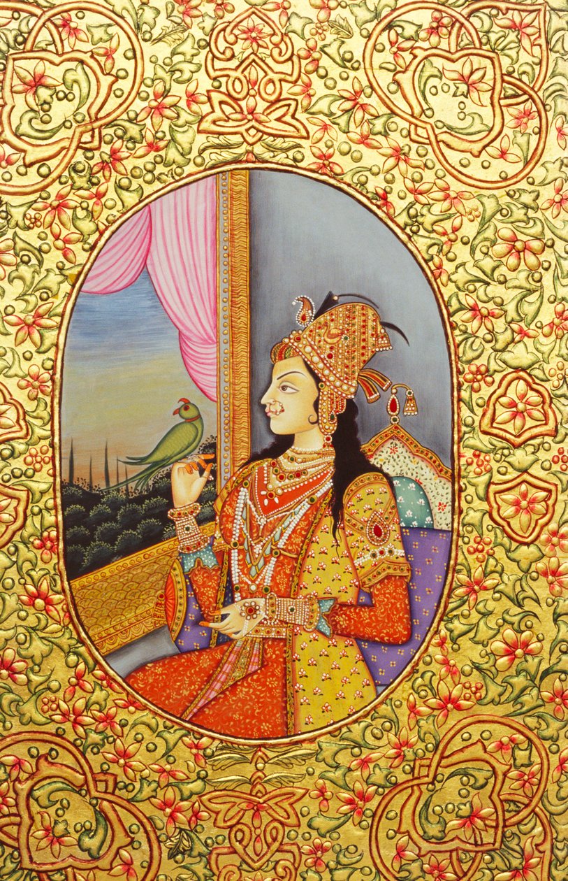Mughalprinsessan Mumtaz Mahal miniatyrmålning av School Indian