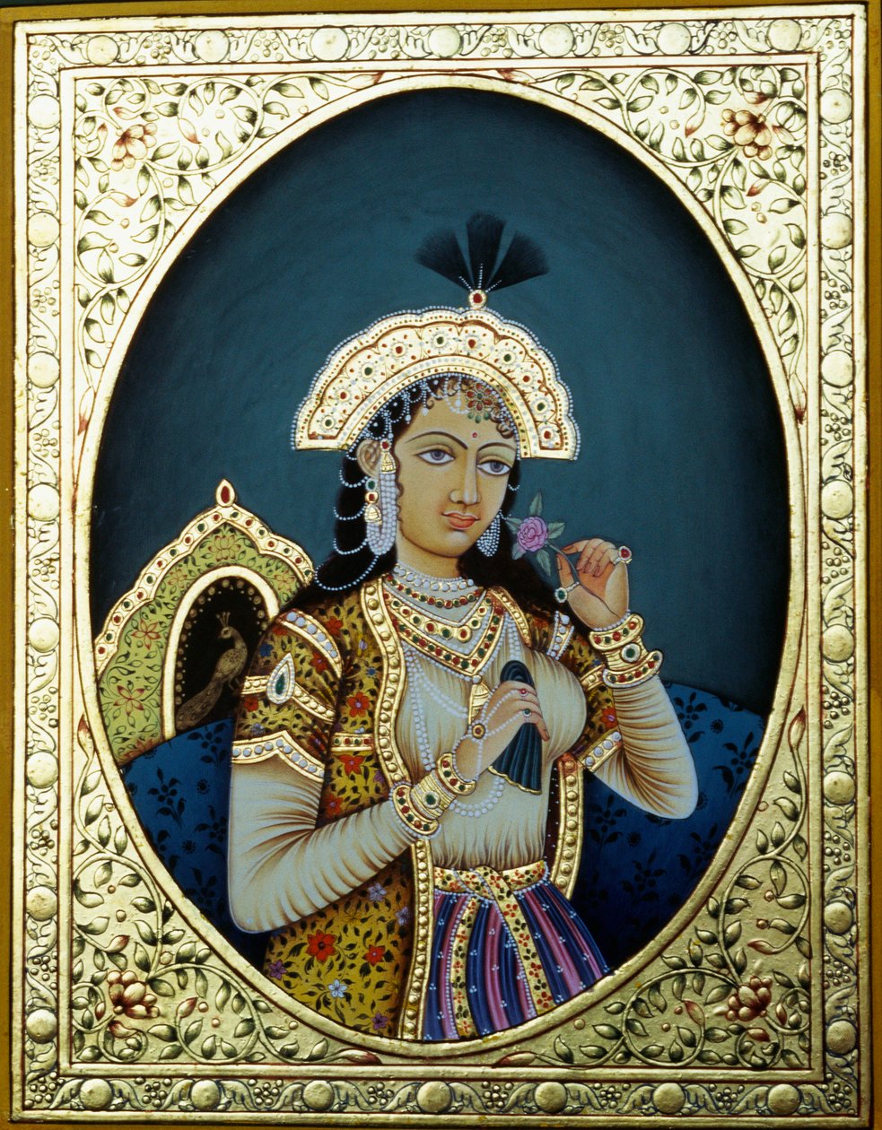 Mughal Princess Mumtaz Mahal Miniatyrmålning på papper av School Indian
