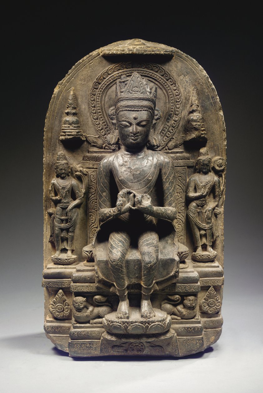 Pala stil Stele med krönt Buddha, nordöstra Indien av School Indian