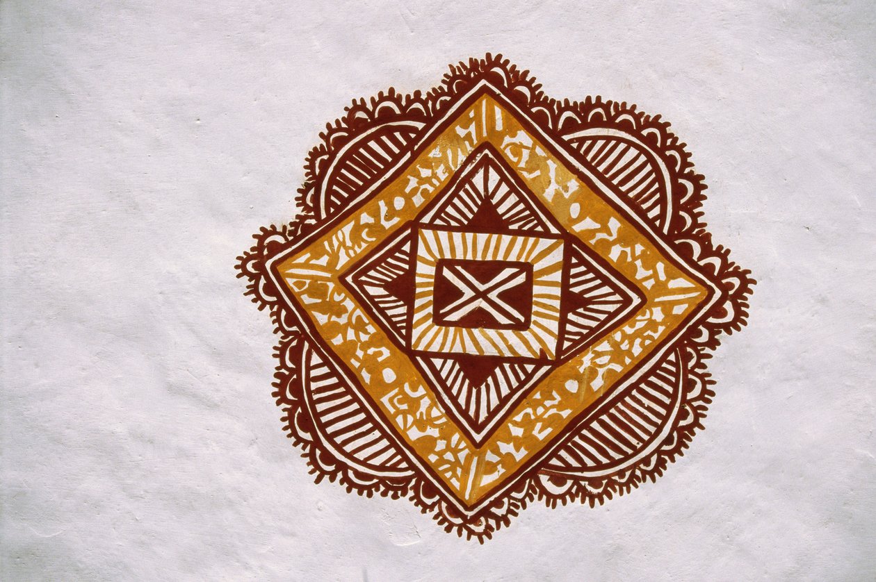Platser som målar Mandna vid Jawaly Kala Keuarra, Jaipur, Rajasthan av School Indian