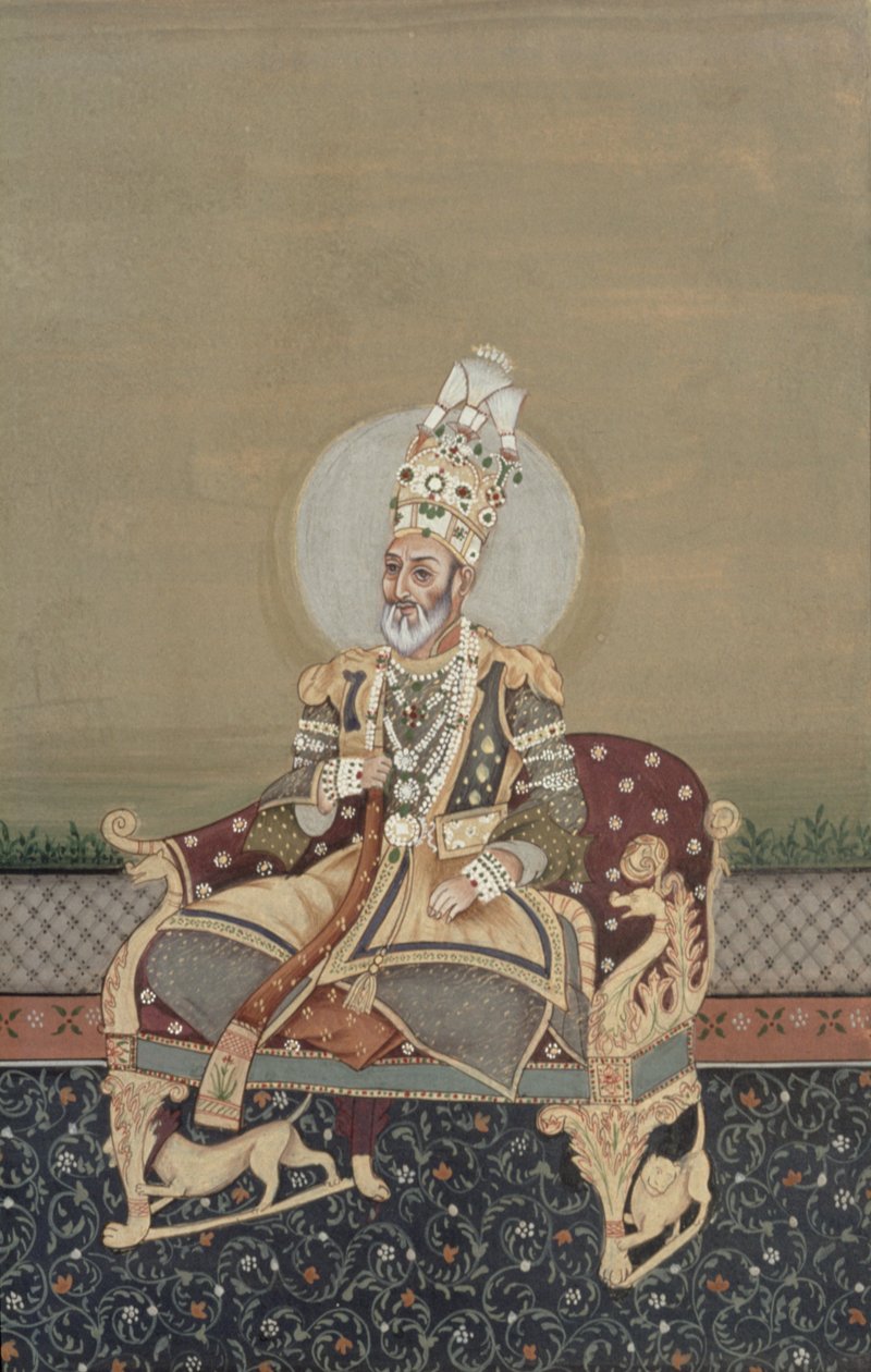 Porträtt av Bahadur Shah II (1775-1862) av School Indian