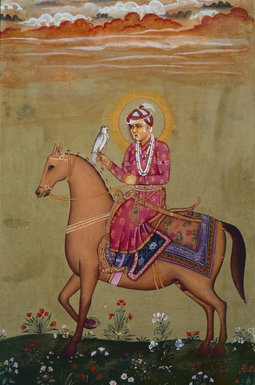 Porträtt av kejsar Jahangir (1569-1627) (gouache på papper) av School Indian
