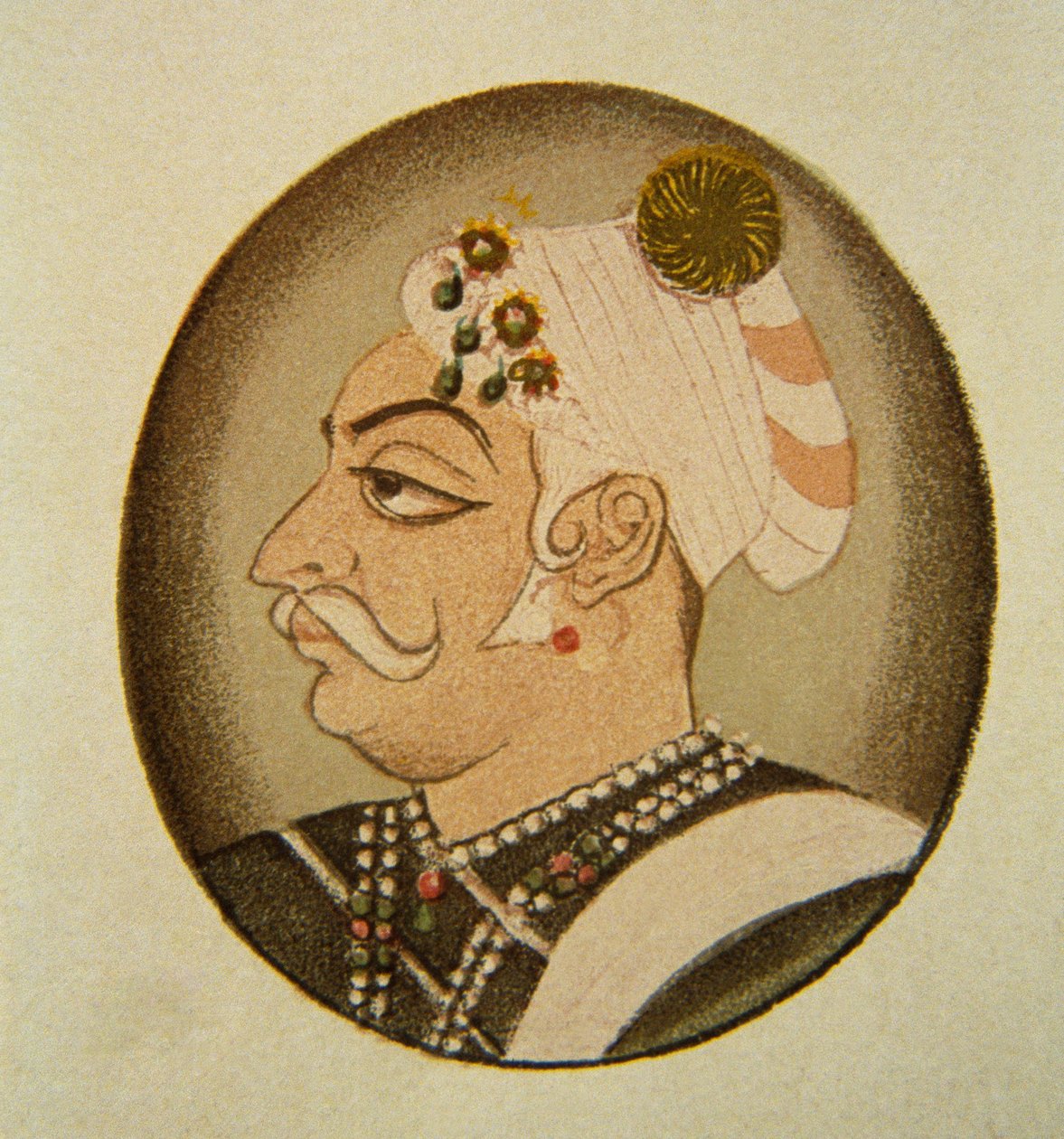 Porträtt av Maharaja Bhartpur Badam Singh, Rajasthan, Indien av School Indian