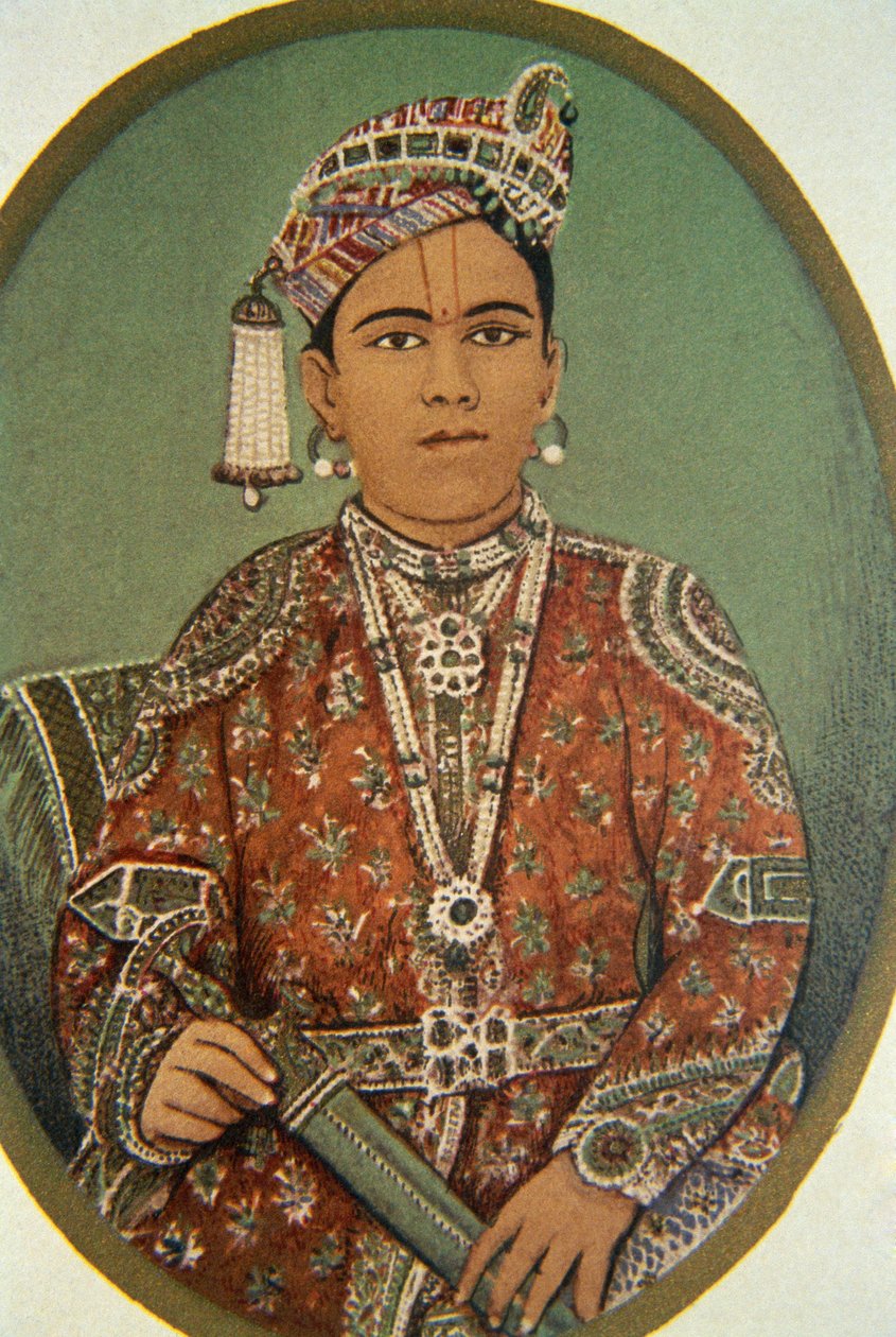 Porträtt av Maharaja Ganga Singh, Bikaner, Rajasthan, Indien av School Indian