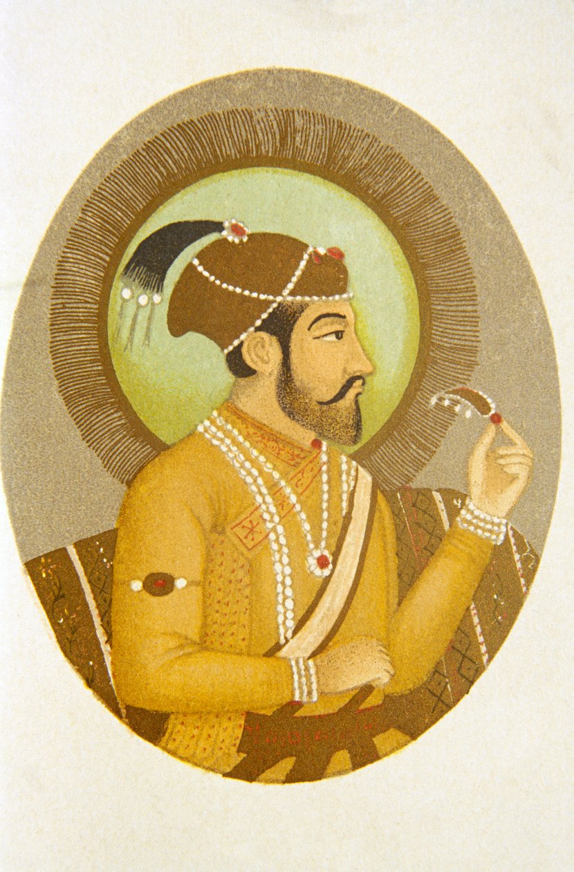 Porträtt av mogulkejsaren Aurangzeb, Indien av School Indian