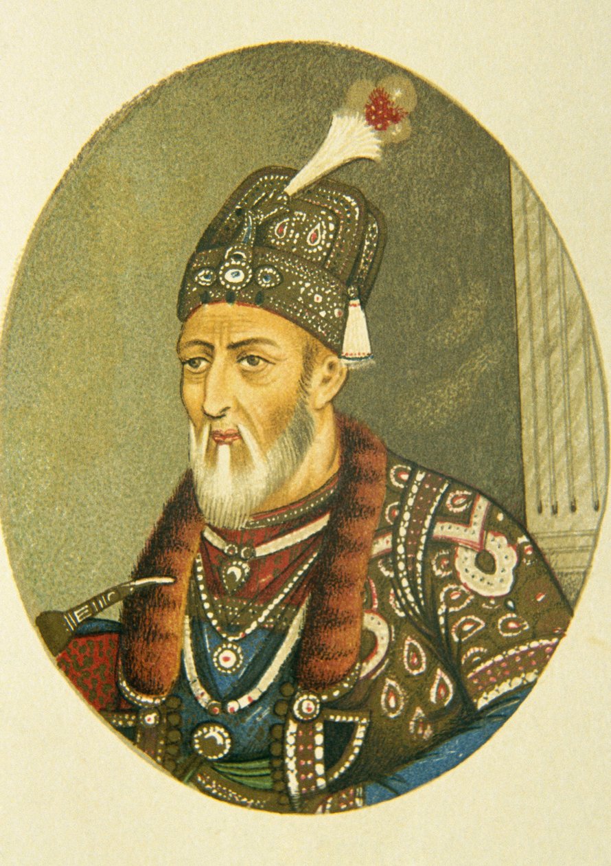 Porträtt av mogulkejsaren Bahadur Shah Ii, Indien av School Indian