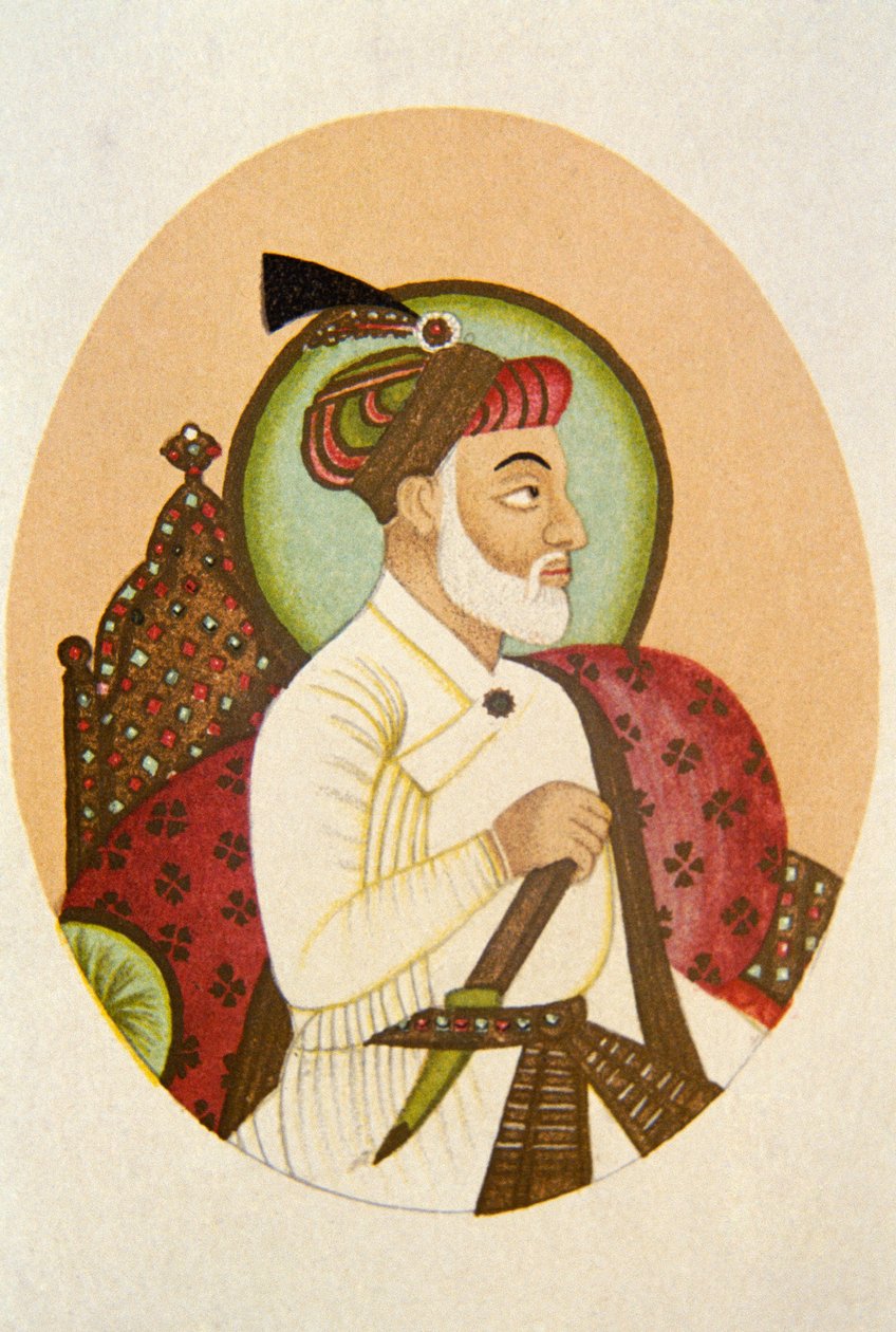 Porträtt av mogulkejsaren Bahadur Shah, Indien av School Indian