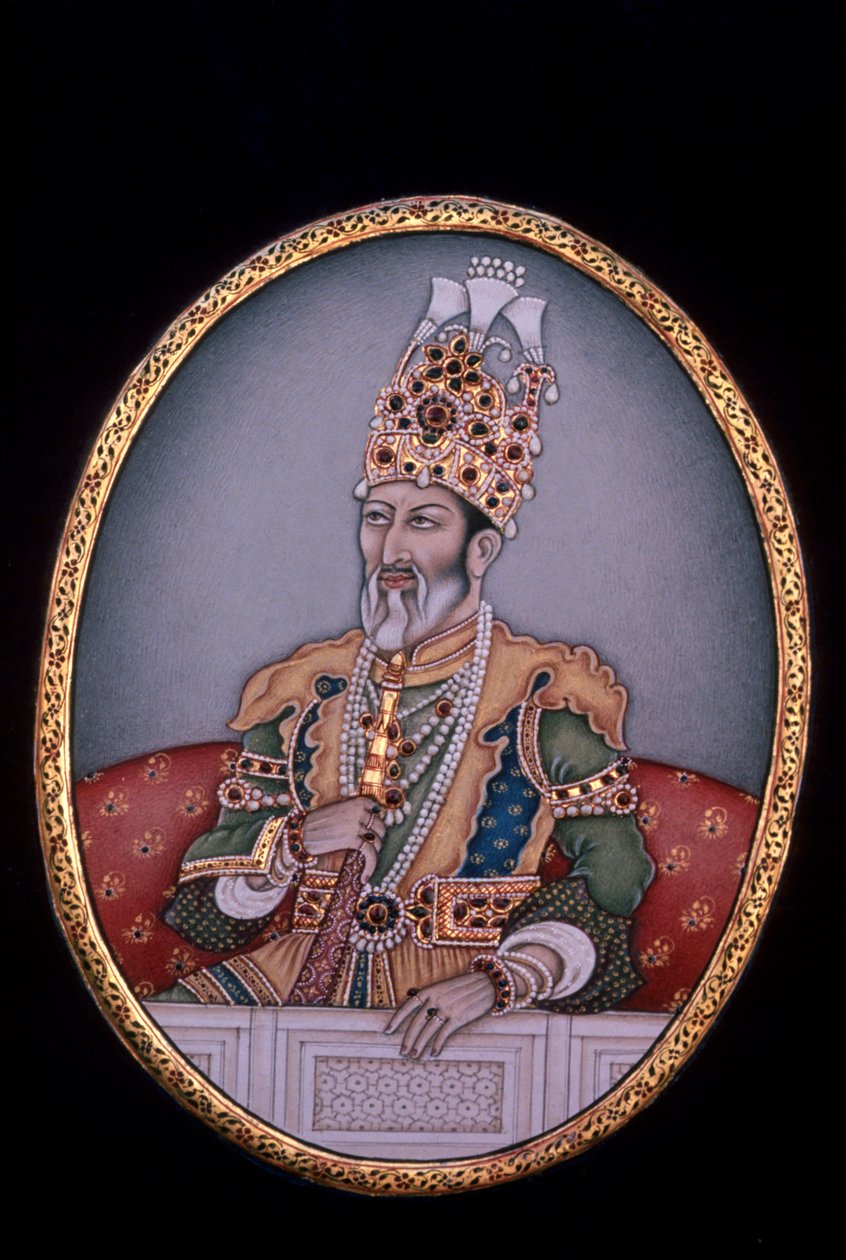 Porträtt av Shah Jahan av School Indian