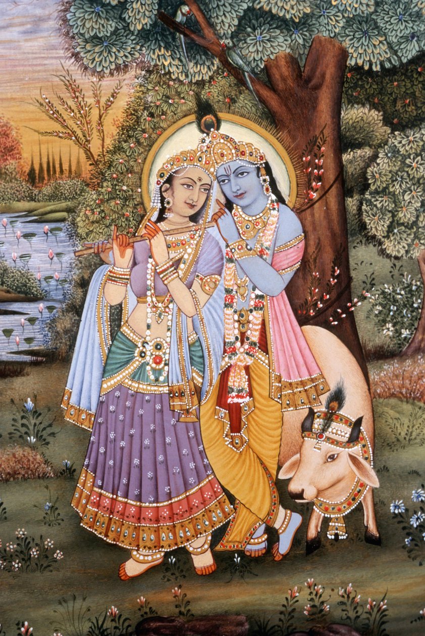 Radha Krishnas miniatyrmålningar av School Indian