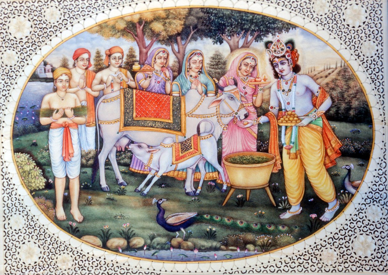 Radha Krishnas miniatyrmålningar av School Indian