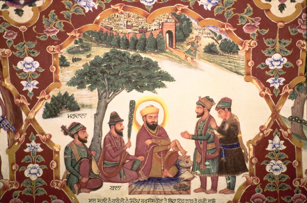 Religiös målning på Gurudwara Baba Atalti (foto) av School Indian