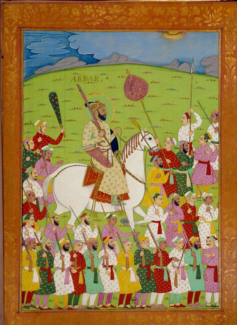 Sultan Akbar och Shah Alems hov. Indiska och persiska miniatyrer i "" History of India from Tamertante to Orangreyb"" av Niccolo Manucci (1638-1717). BN, Paris. av School Indian