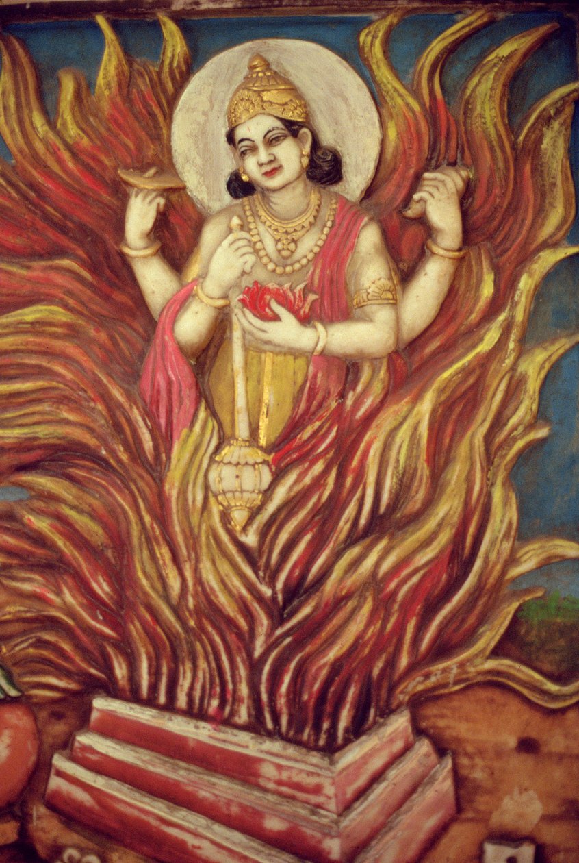 Yagyan Narayan (målad relief) av School Indian
