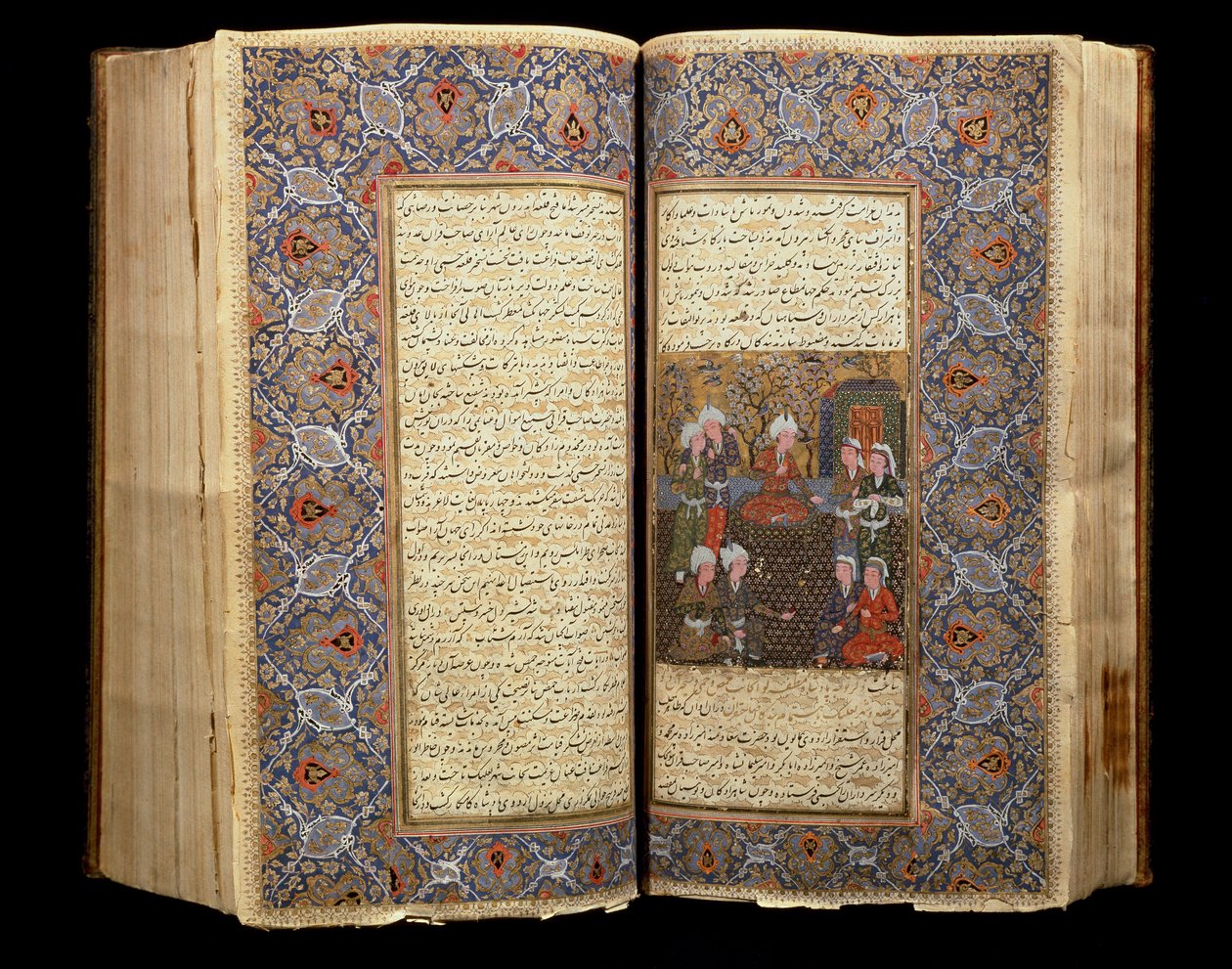 Dubbel sida av en öppen safavidmanuskriptbok (1502-1722) (Iran) 1650 Kairo, Museum of Islamic Art av School Iranian