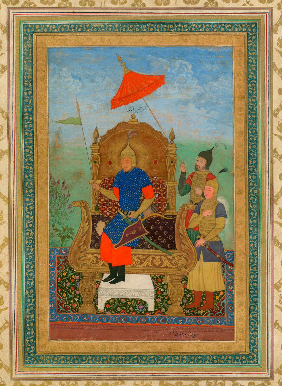 Porträtt av Tamerlane (1336-1405) (eller Timur Lang, ""Timur den lame") - Timur Khan av Anonym / Privat samling / ca 1625 / Iran / Gouache på papper / Porträtt / 43,7x30,7 av School Iranian