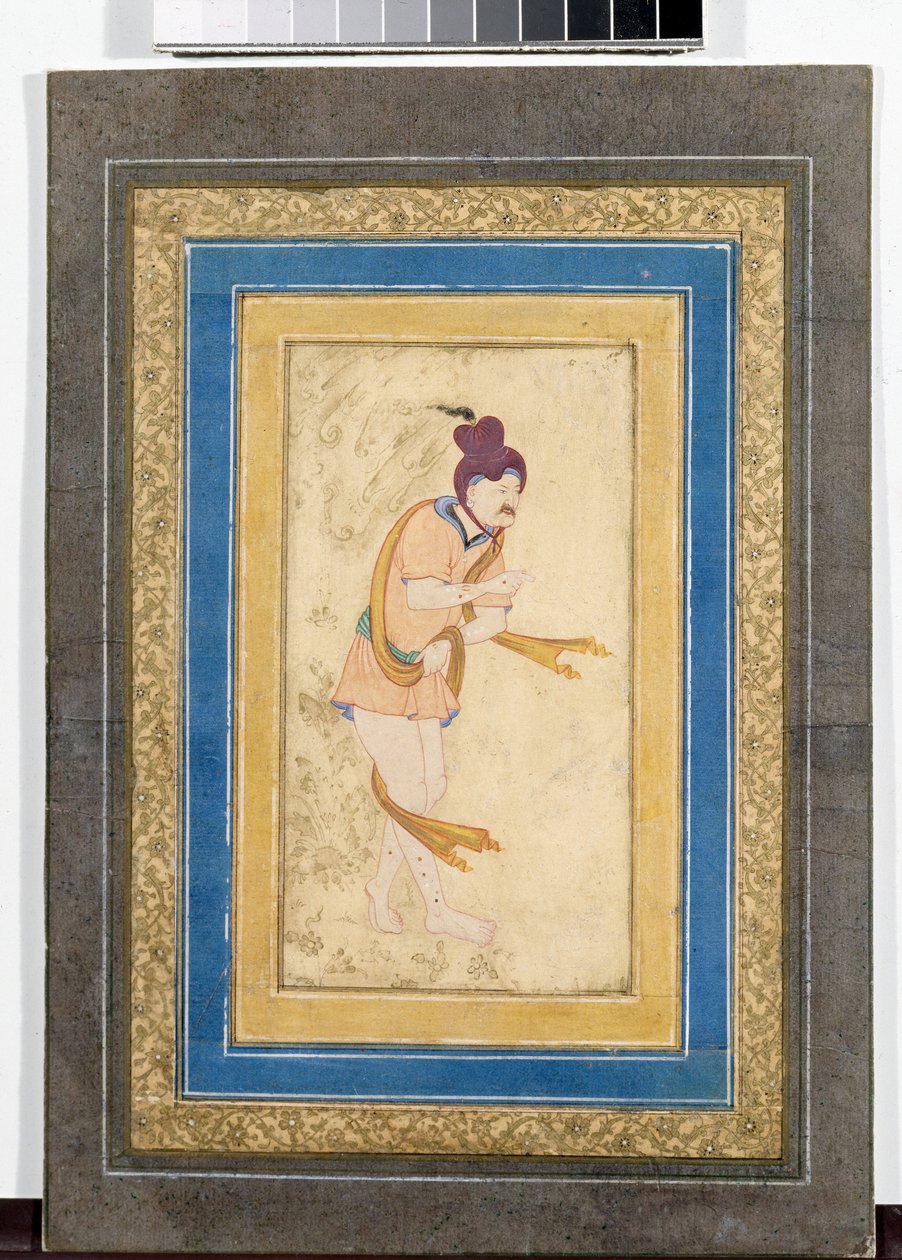 Porträtt av en iransk dervischmästare (iransk mästare Dervisch) - Målad miniatyr, akvarell, gouache och guld på kartong (14,8x7,9 cm), tidigt 1600-tal - State Hermitage, Sankt Petersburg (Ryssland) av School Iranian