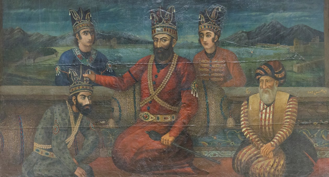 Kröningen av Mohammad Shah Gurkani av Nader Shah, Abolhassan (olja på duk) av School Iranian
