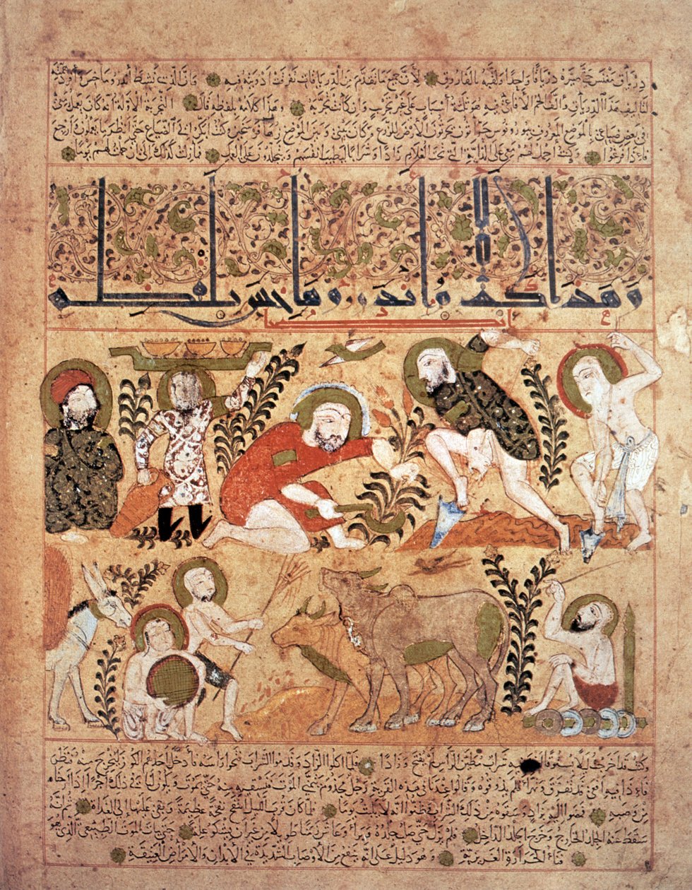 Illustration från "Kitab al-Diryaq" bok av motgift, av Pseudo-Gallen (vellum) av School Iraqi