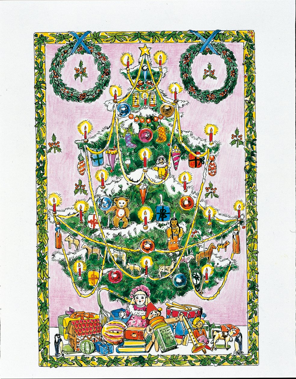 Julgran (färg litho) av School Italian
