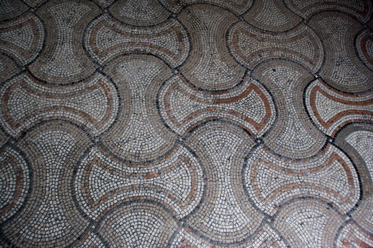 Detalj av golvdekoration (mosaik) av School Italian
