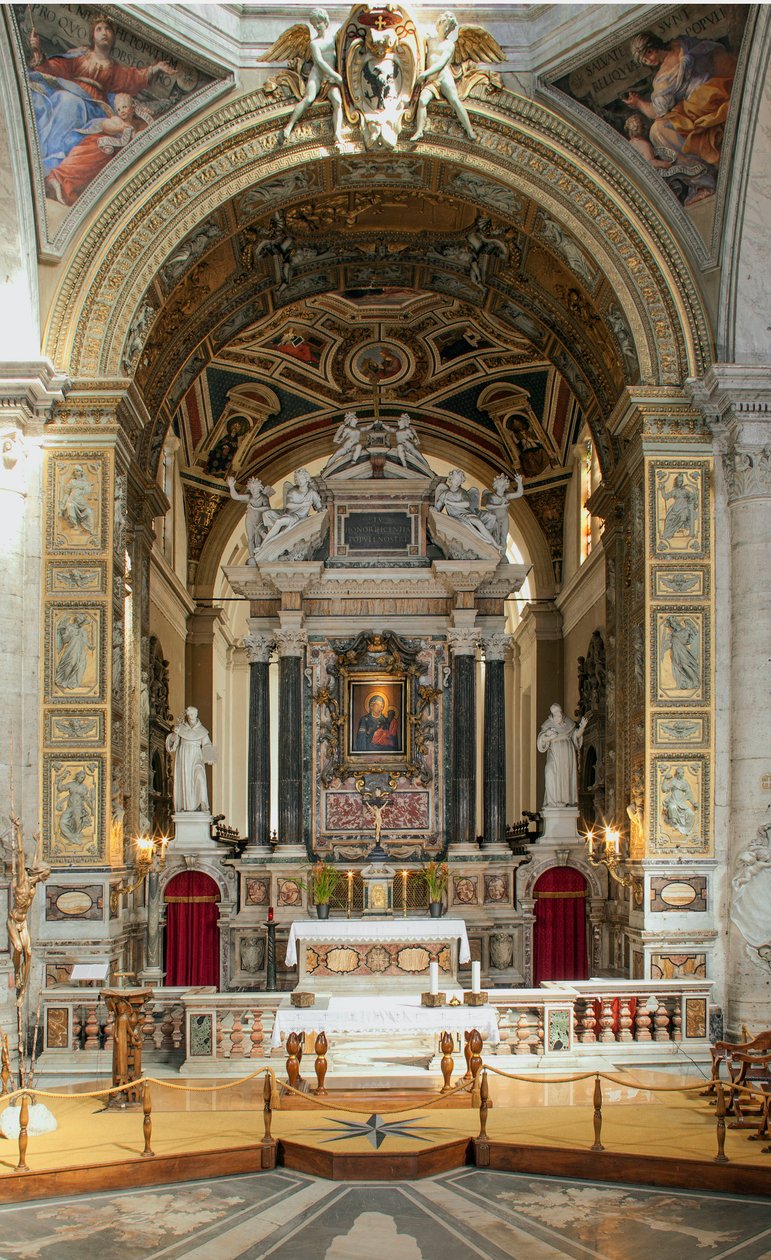 Interiörvy av basilikan Santa Maria del Popolo (interiörvy av kyrkan Santa Maria del Popolo) 1400- till 1600-talets Rom Italien av School Italian