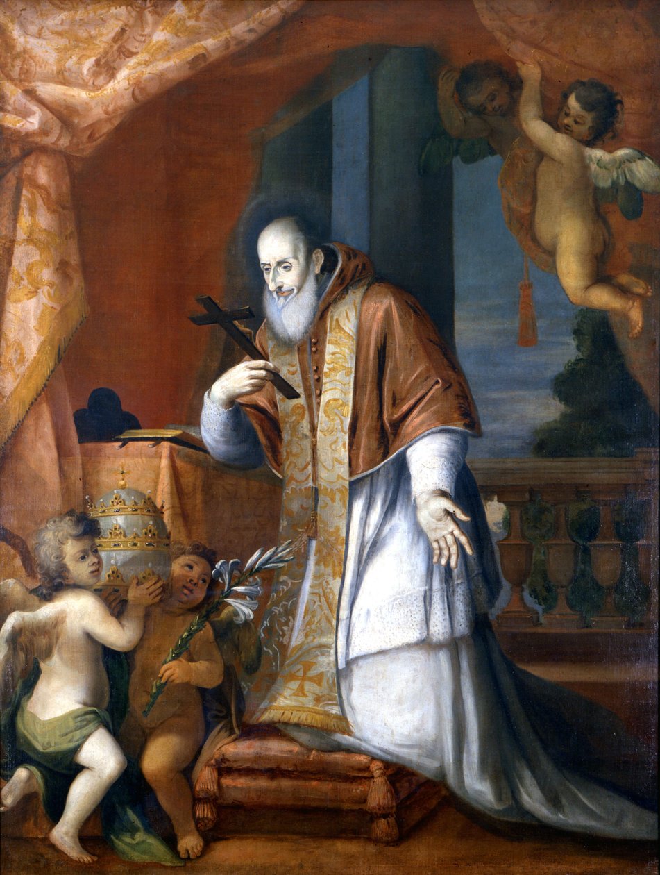 Påven Pius V (1504 - 1572). Anonym målning från en Lombardkyrka. av School Italian