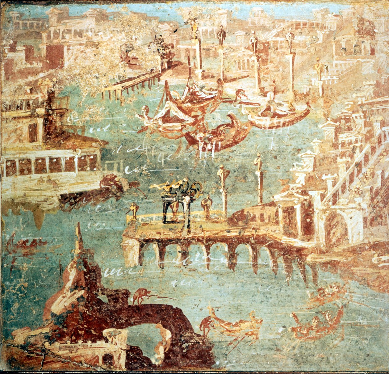 Port of Pozzuoli (Pozzuoli) nära Neapel. Museo Nazionale de Naples av School Italian