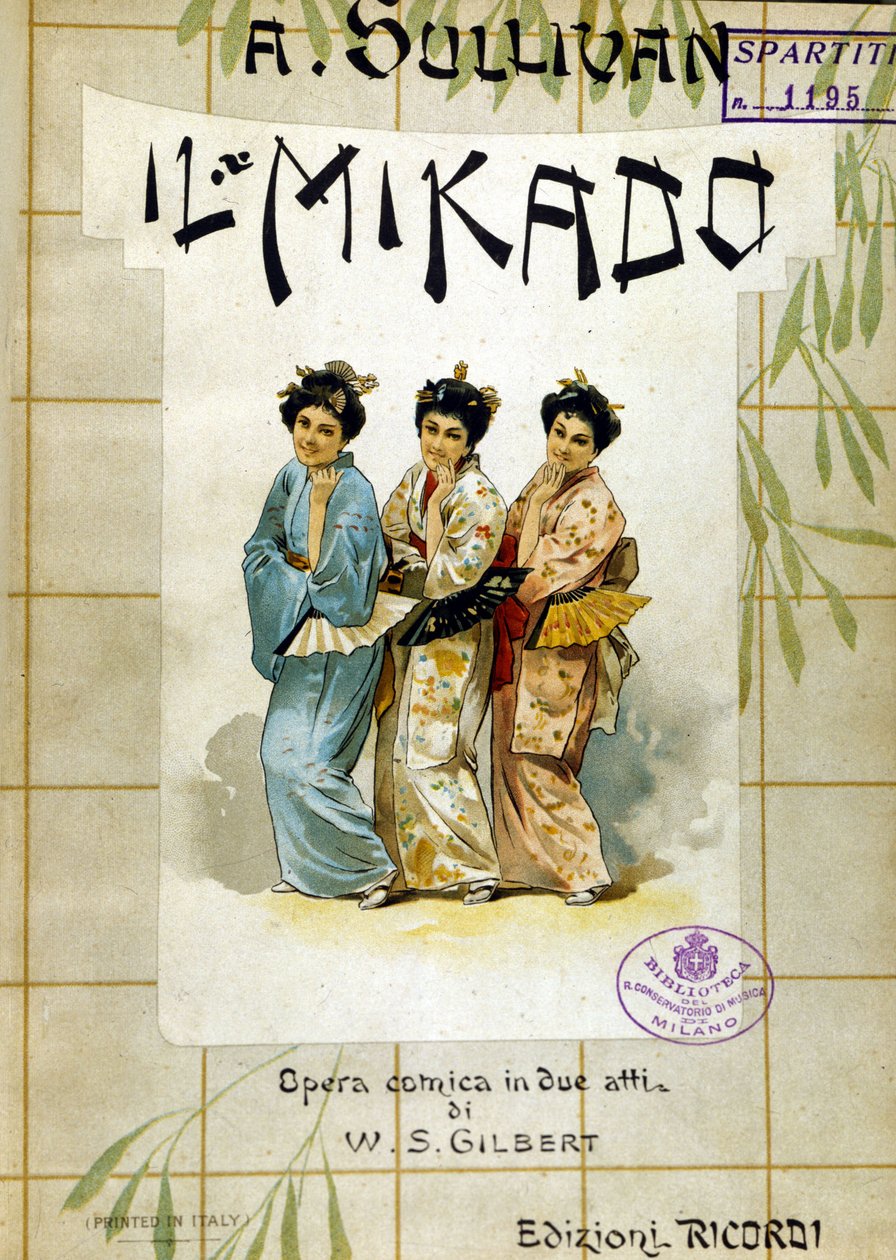 Partitur av ""Mikado"" av Gilbert och Sullivan. Bibl. från Musikkonservatoriet, Milano. av School Italian