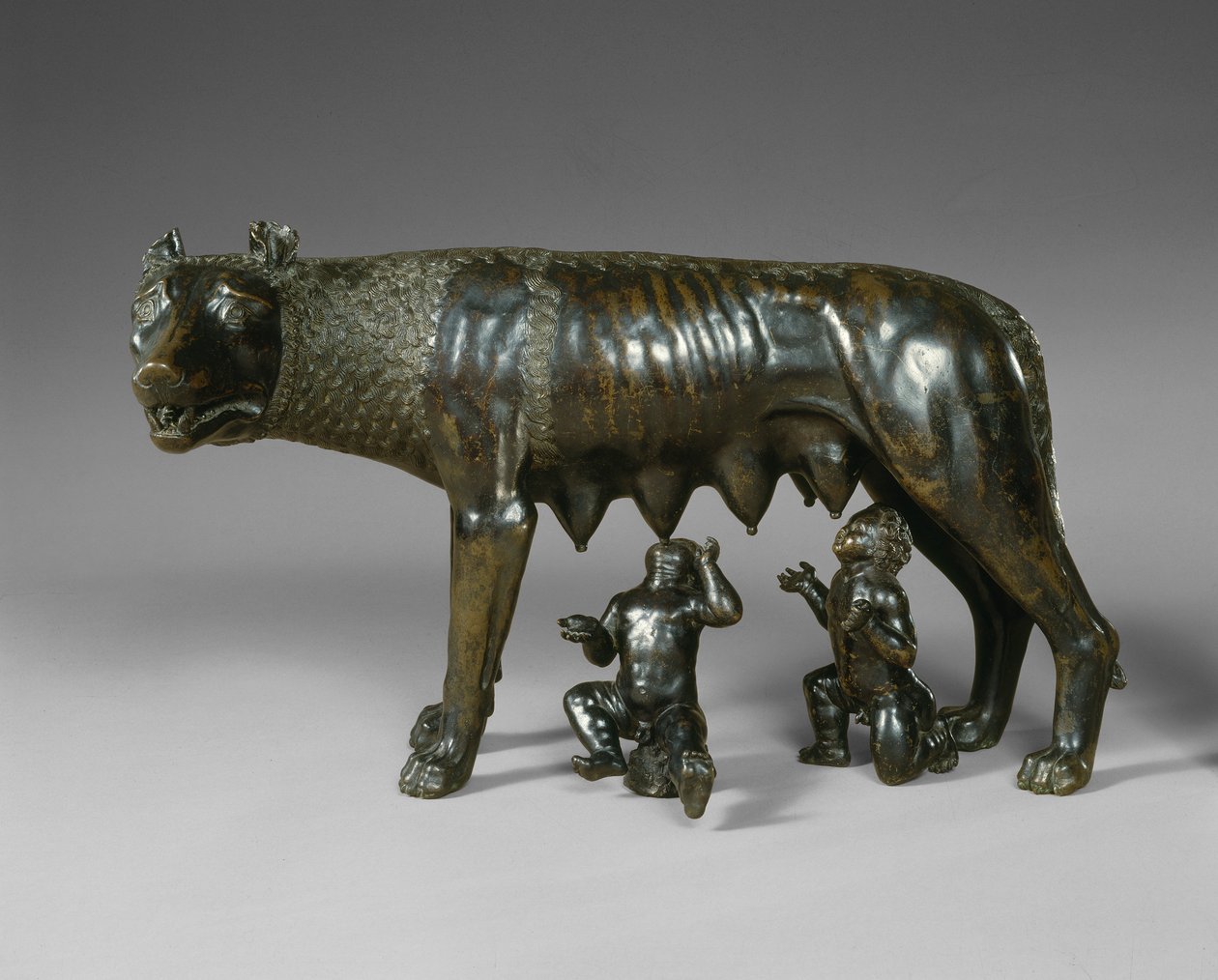 Den kapitolinska vargen som diar Romulus och Remus av School Italian