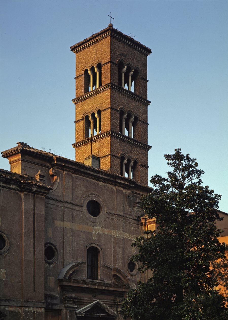 Utsikt över kyrkan San Sisto vecchio, 500-1100-talet av School Italian