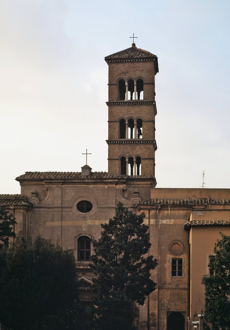 Utsikt över kyrkan St Sisto vecchio, 500-1100-talet av School Italian