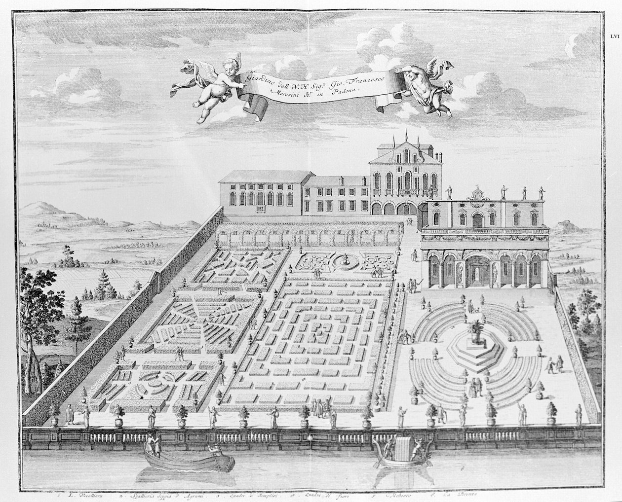 Villa Papafava från "Villas, Gardens and Landscape in Venice" av A. Volkamer (gravyr) av School Italian