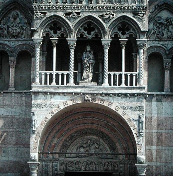 Västra fasaden, påbörjad på 1130-talet och färdigställd på 1400-talet (foto) (detalj) av School Italian
