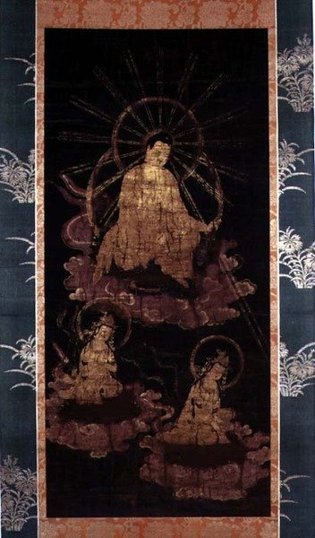 Buddha och Bodhisattvas, Muromachi-perioden (1393-1573) (målning på siden) av School Japanese